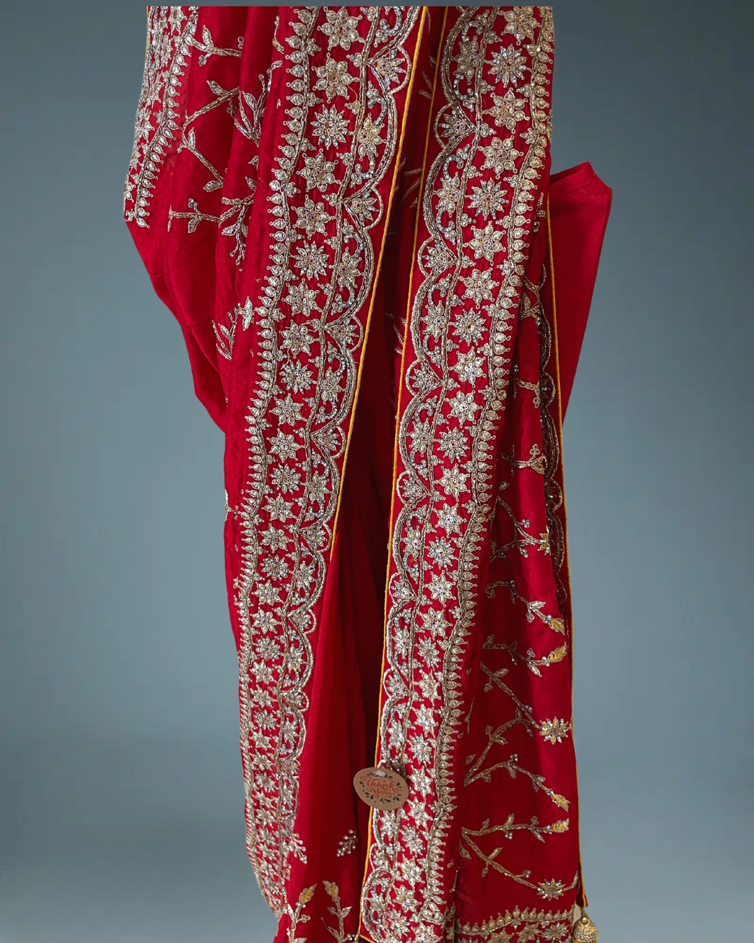 Banarasi Silk Bridal (Wedding) Saree in all over Zari hand weaving in red colour
