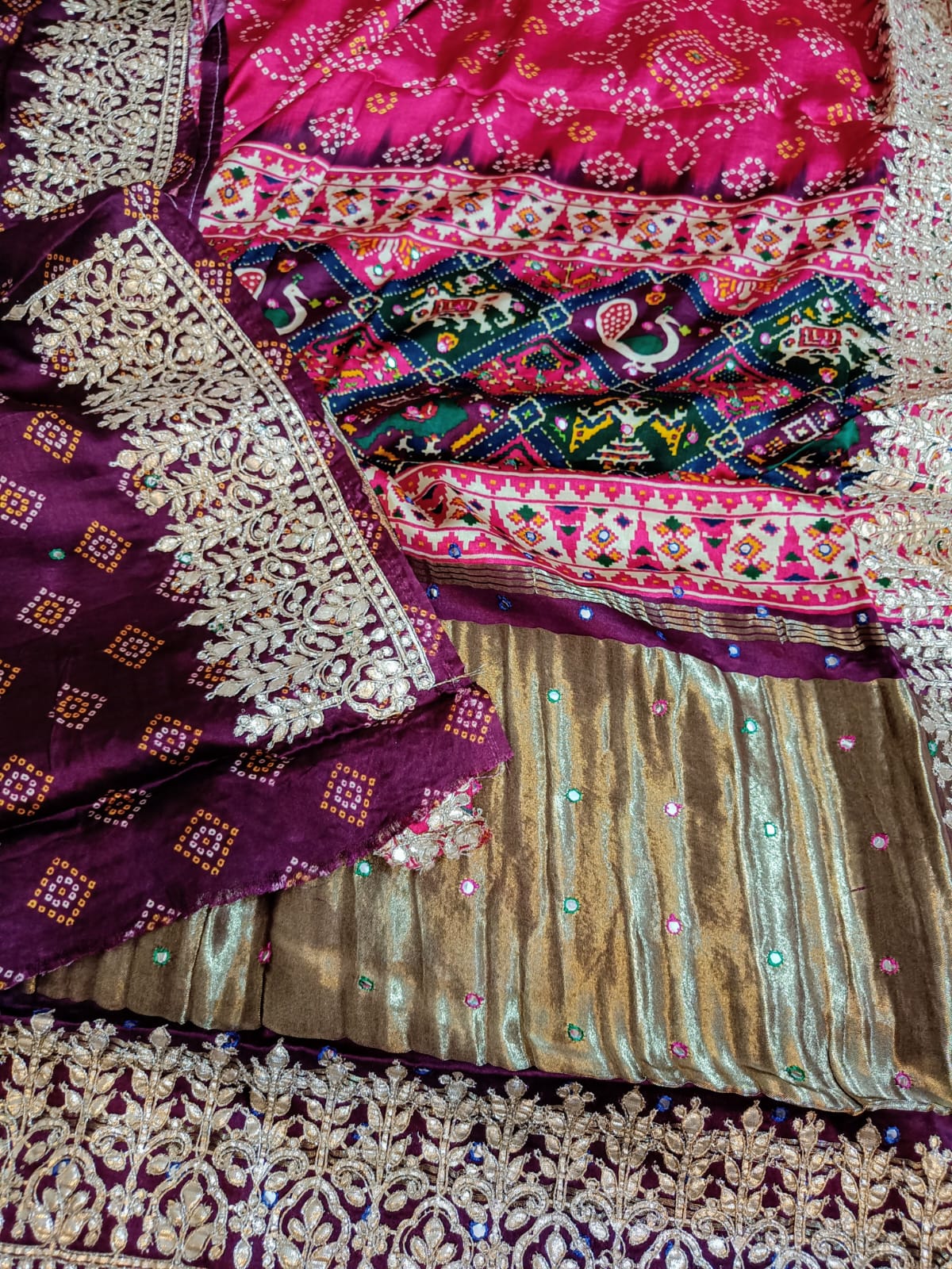 Banarasi Gajji Satin Silk Hand painted Bandhej Saree in all over gota patti hand work - Kalyanam By Swati