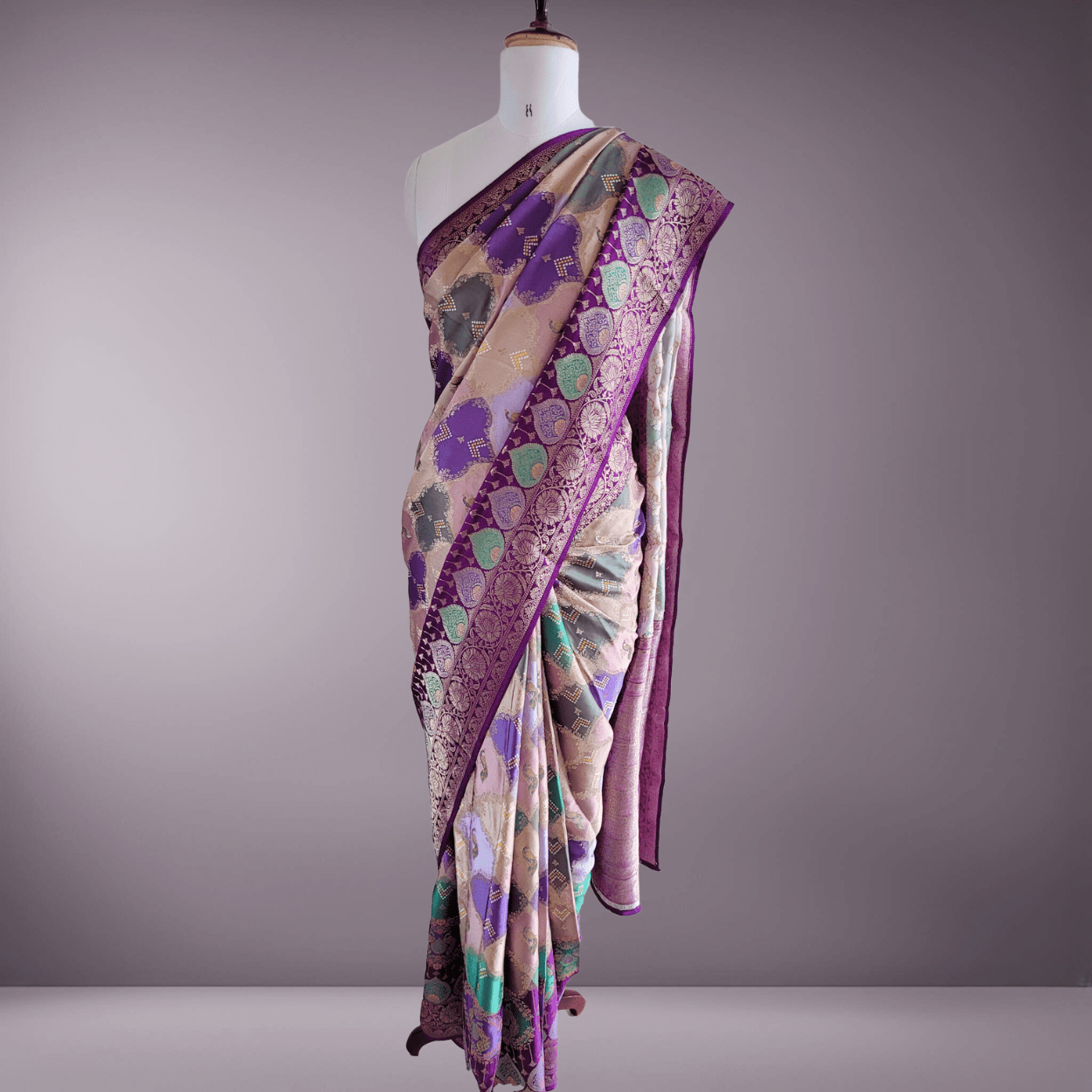 Banarasi Satin Mashru Silk Saree in Rangkaat Meenakari Zari Weaving - Kalyanam By Swati