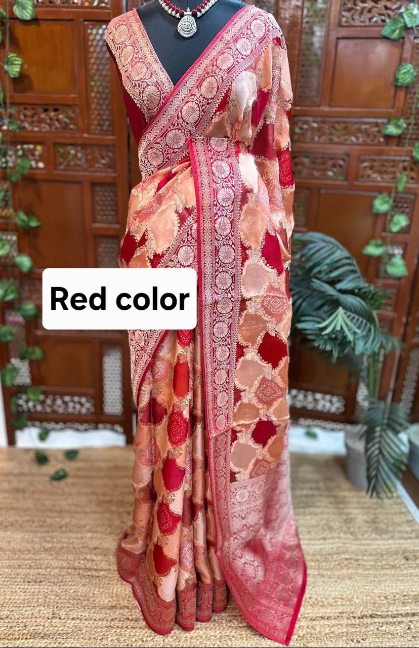 Banarasi Satin Mashru Silk Saree in Rangkaat Zari Weaving in Red Colour - Kalyanam By Swati