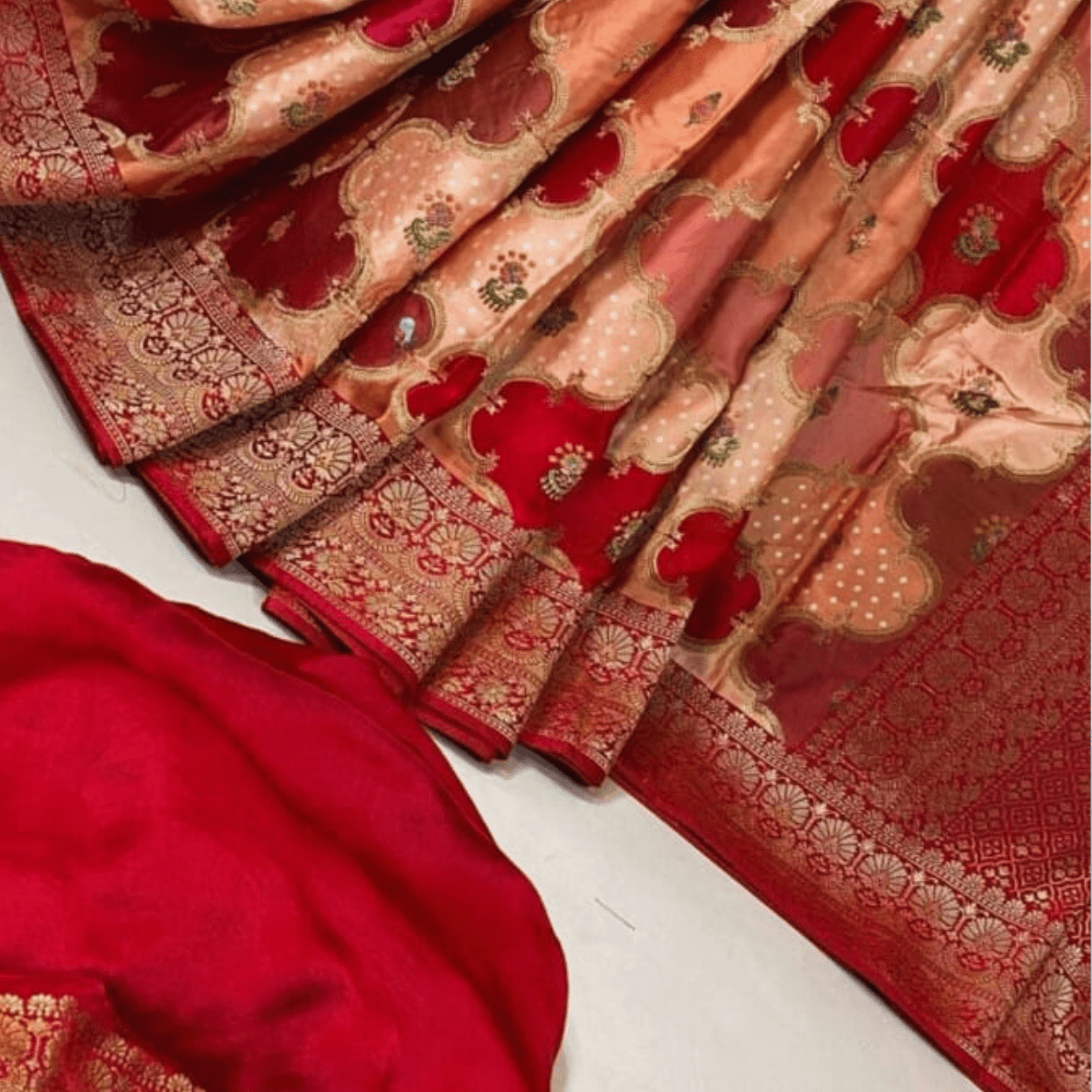 Banarasi Satin Mashru Silk Saree in Rangkaat Zari Weaving in Red Colour - Kalyanam By Swati