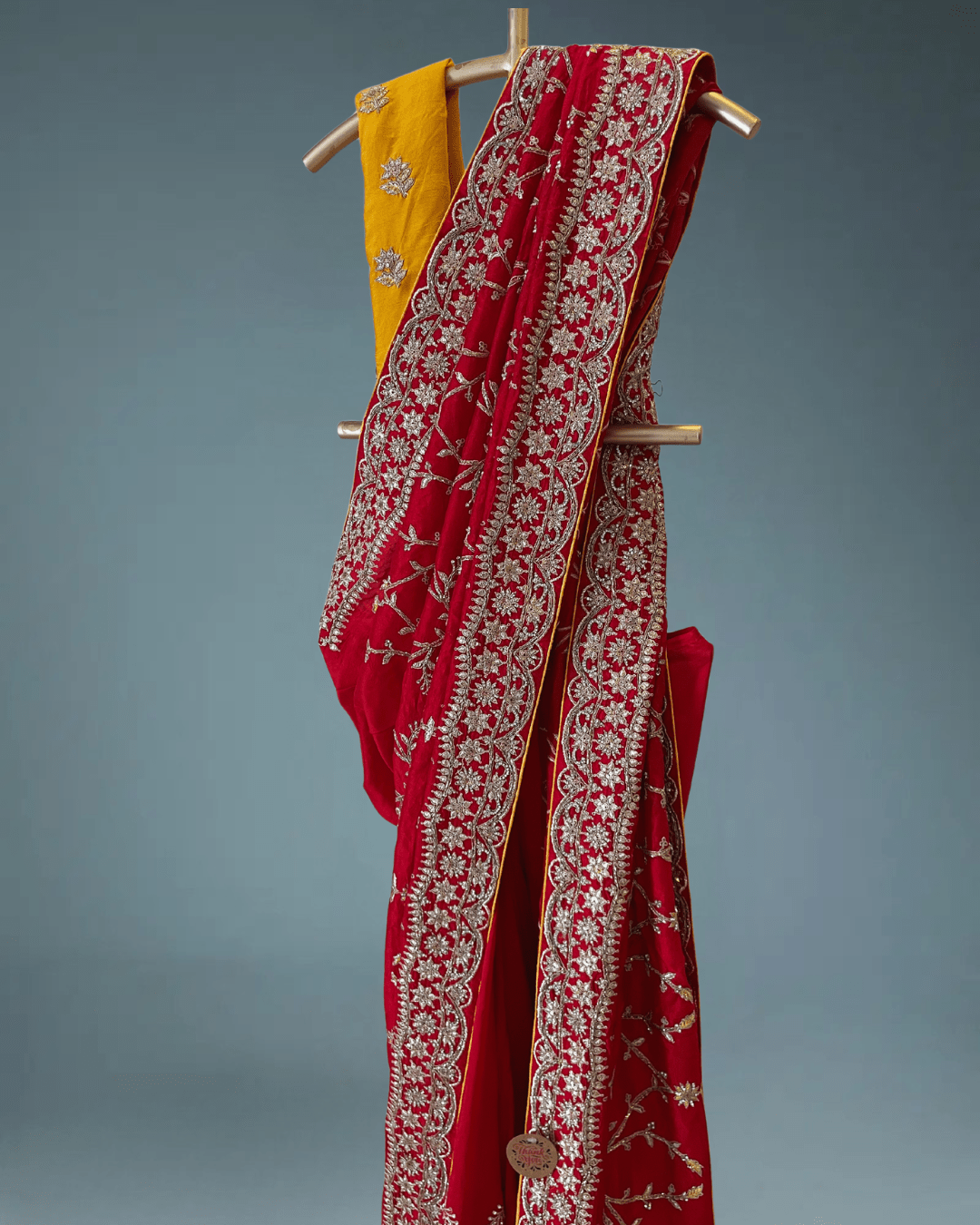 Banarasi Silk Bridal (Wedding) Saree in all over Zari hand weaving in red colour - Kalyanam By Swati