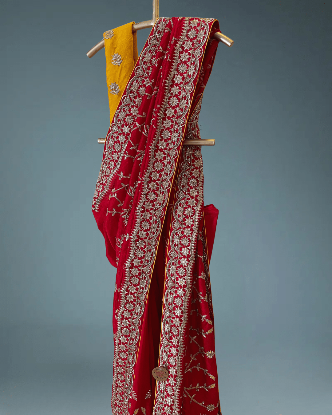 Banarasi Silk Bridal (Wedding) Saree in all over Zari hand weaving in red colour - Kalyanam By Swati