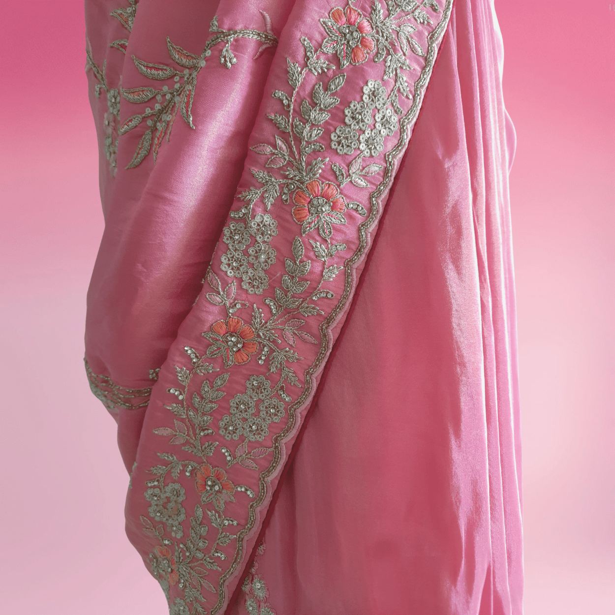 Banarasi tissue Silk Bridal (Wedding) Saree in all over Zari hand weaving in pink colour - Kalyanam By Swati