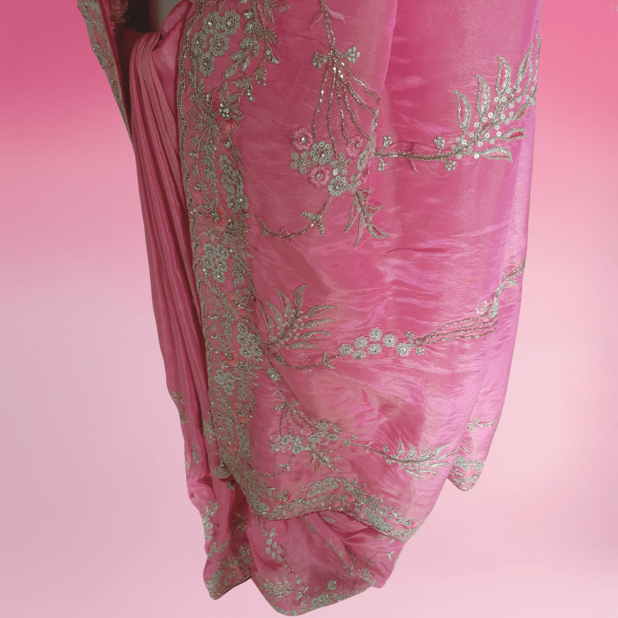 Banarasi tissue Silk Bridal (Wedding) Saree in all over Zari hand weaving in pink colour - Kalyanam By Swati