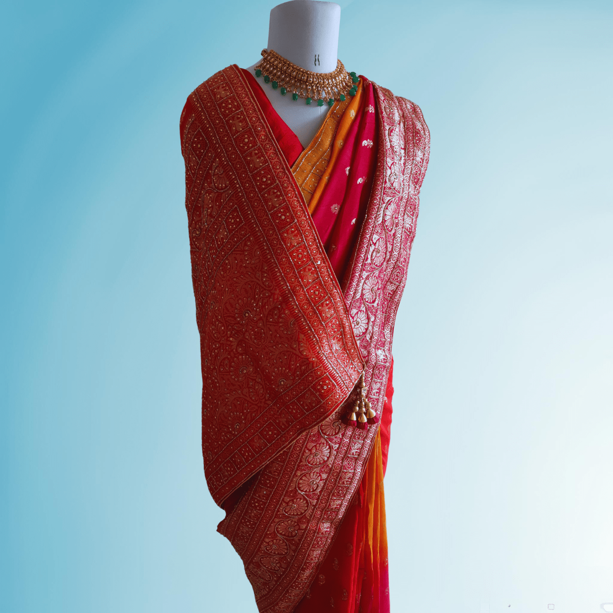 Bridal and wedding special Banarasi Silk Saree in all over handwork, heavy pallu - Kalyanam By Swati