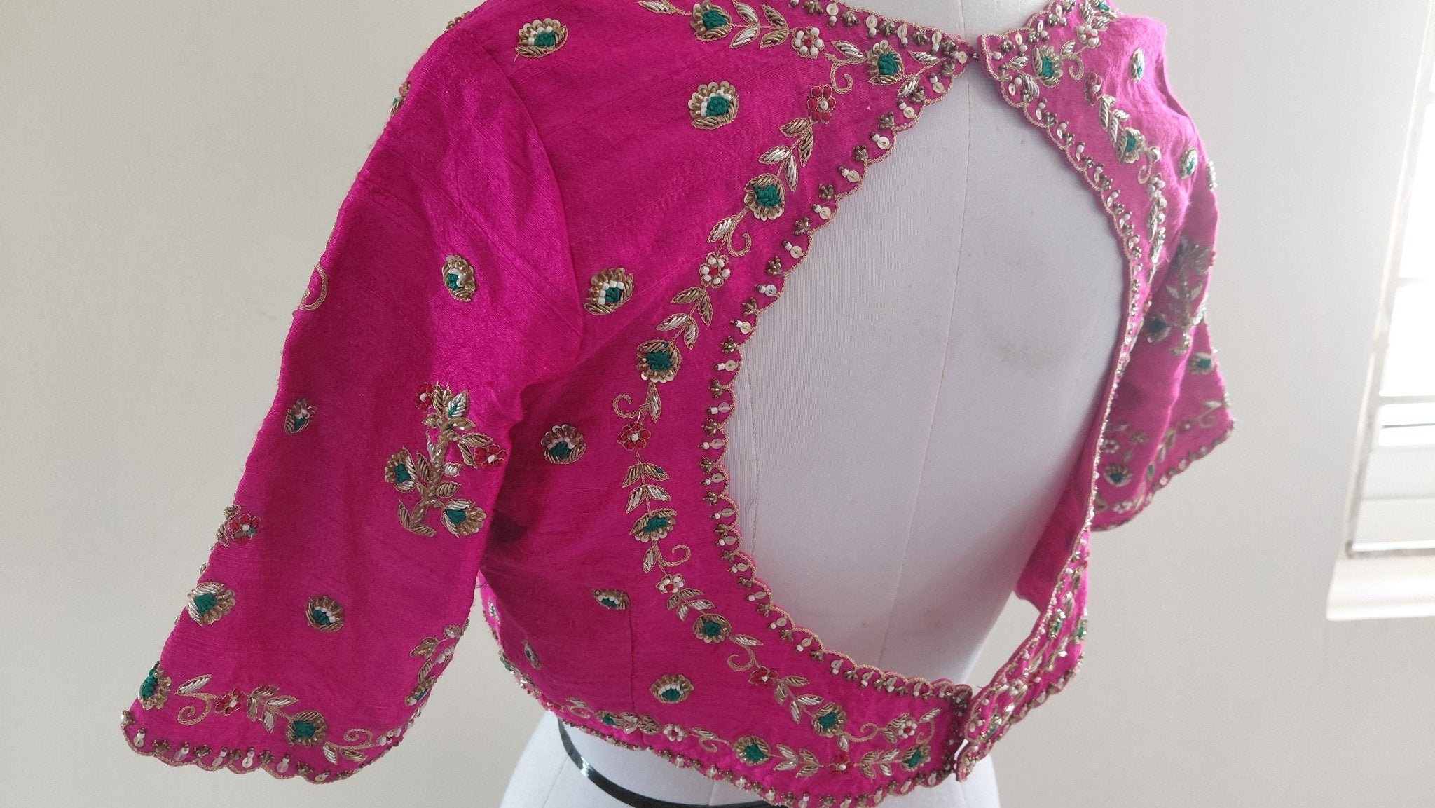 Designer handmade blouse in zardozi pearl handwork (Made on order only) - Kalyanam By Swati