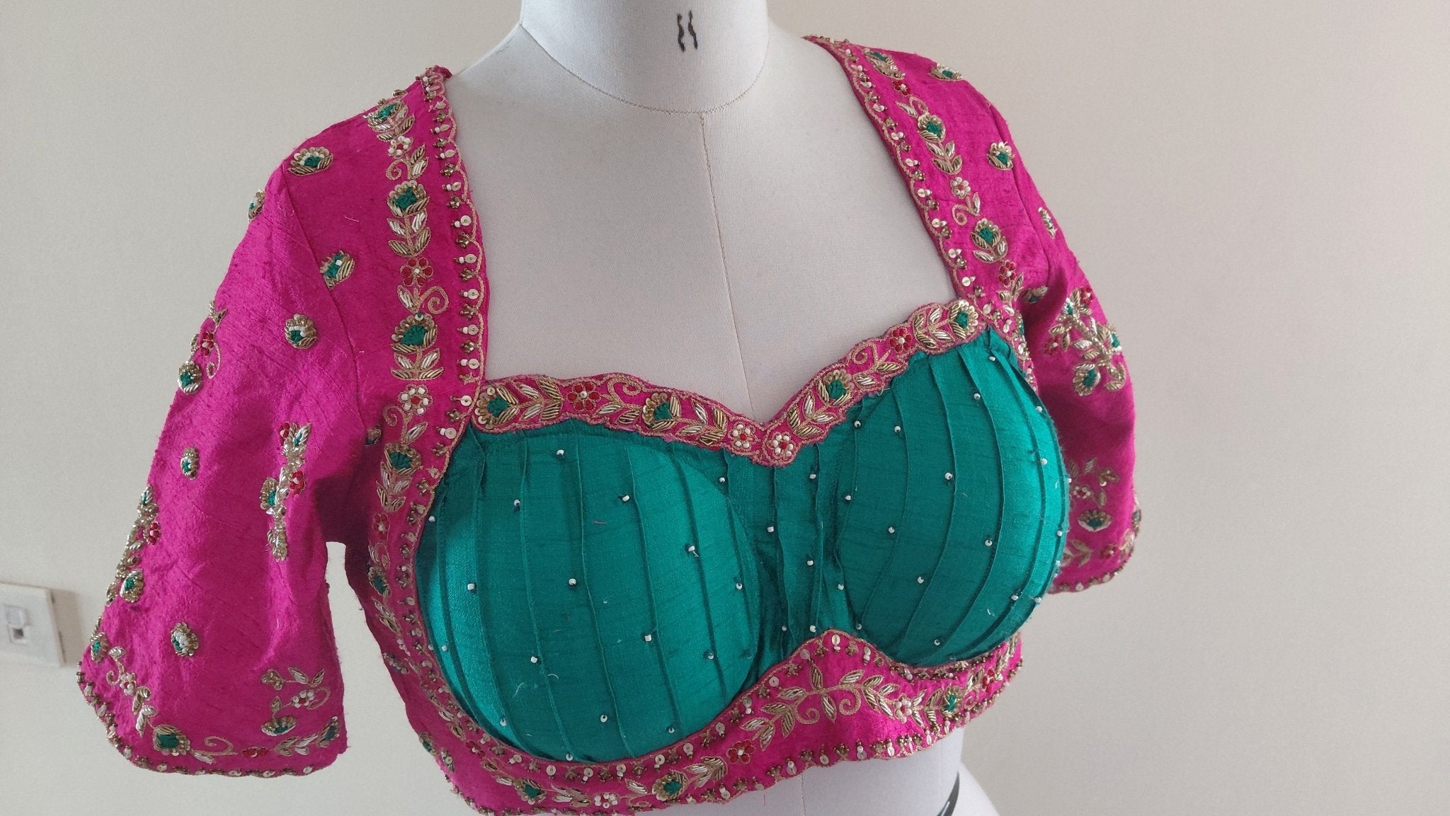 Designer handmade blouse in zardozi pearl handwork (Made on order only) - Kalyanam By Swati