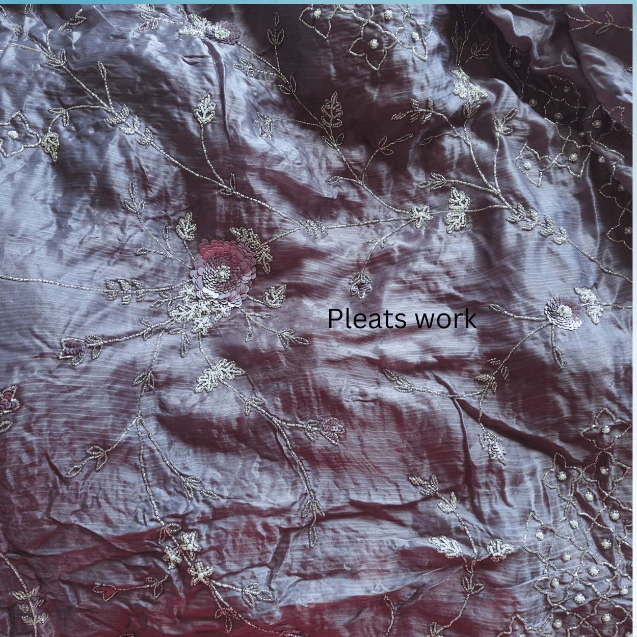 Designer Party wear Half and Half Net saree in off - white(Cream)& Wine Purple - Kalyanam By Swati