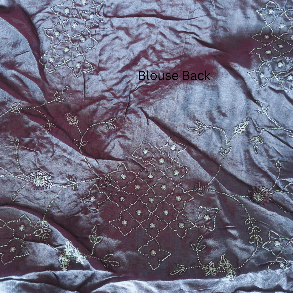 Designer Party wear Half and Half Net saree in off - white(Cream)& Wine Purple - Kalyanam By Swati