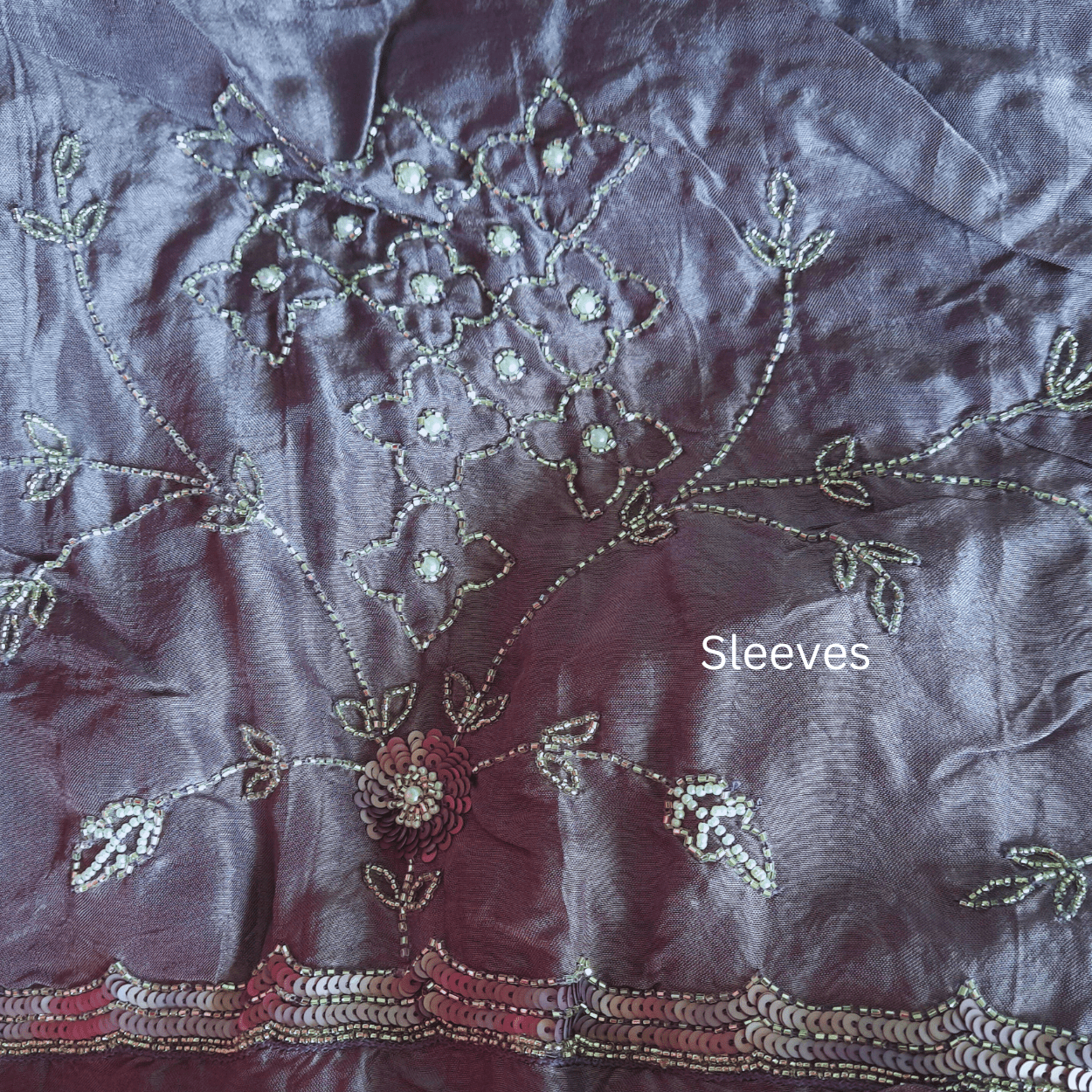 Designer Party wear Half and Half Net saree in off - white(Cream)& Wine Purple - Kalyanam By Swati