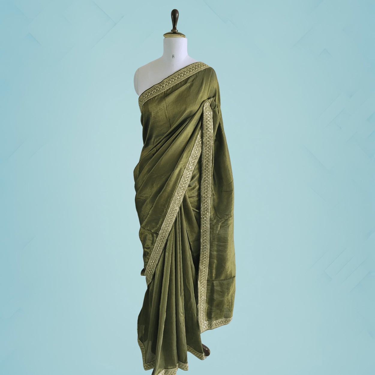 Green Tissue Silk saree in Handmade Borders - Kalyanam By Swati