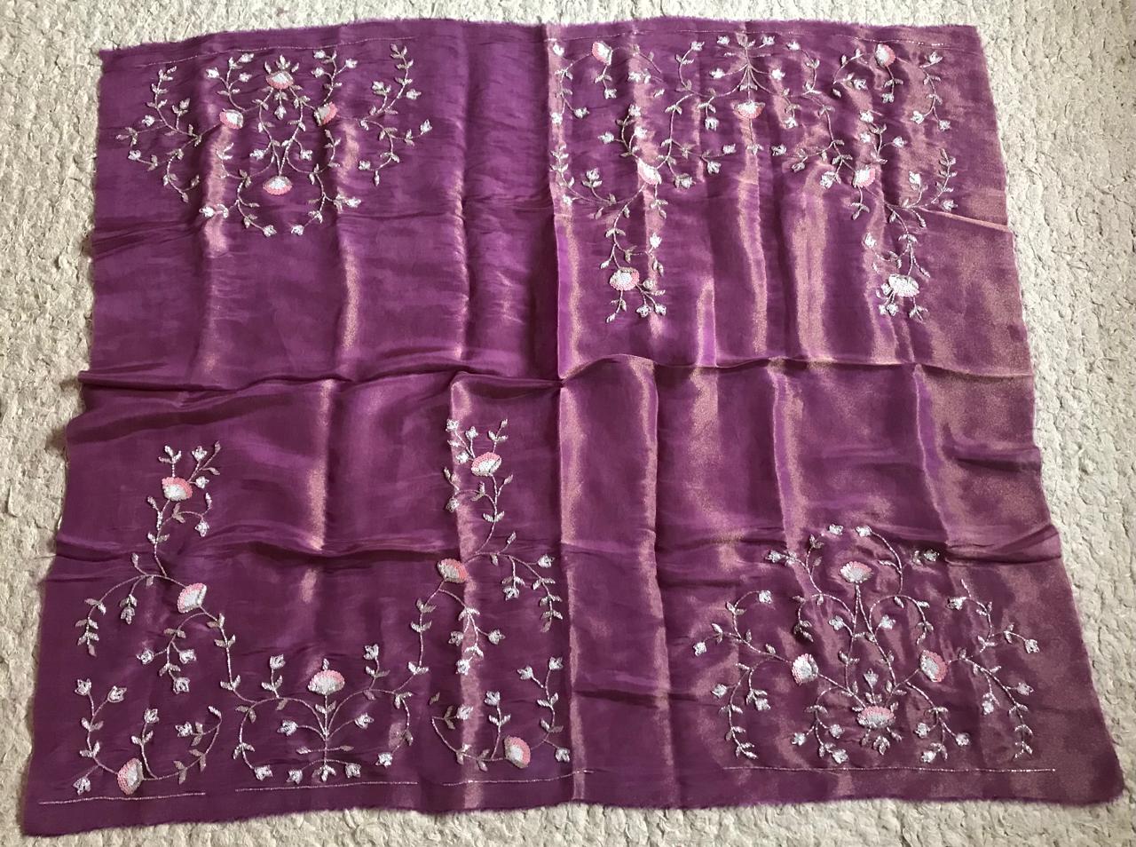 Ombre Shaded Pure Tissue Organza Silk in heavy handwork (On order only) - Kalyanam By Swati