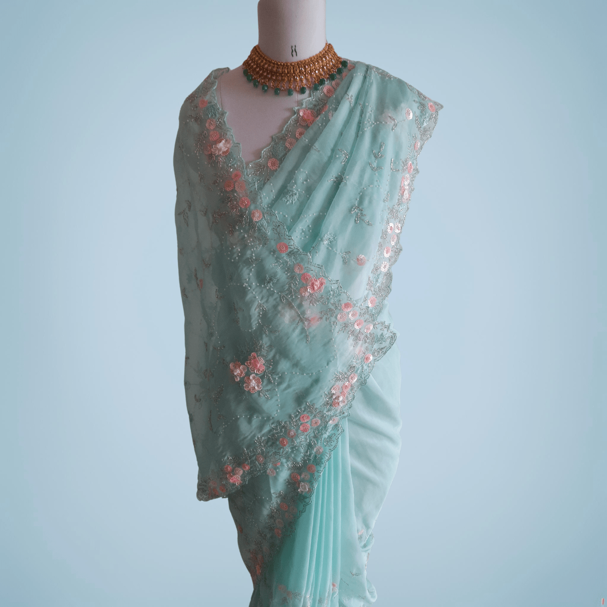 Party Wear Pure Organza Saree in pastel shades - Kalyanam By Swati