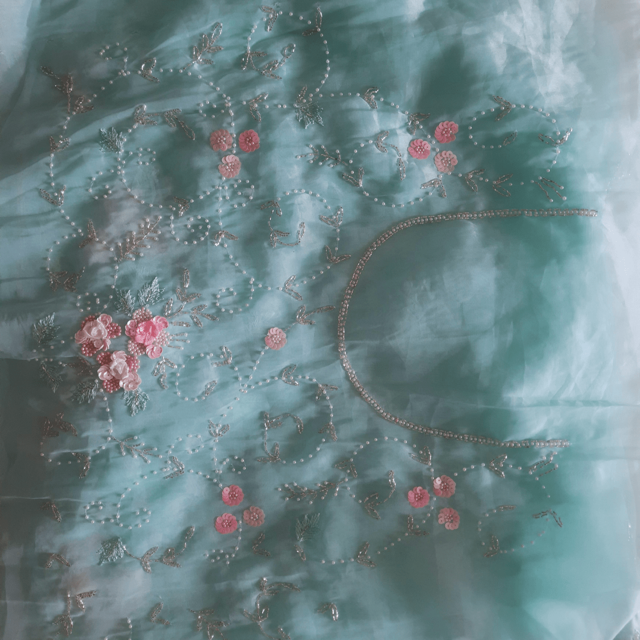 Party Wear Pure Organza Saree in pastel shades - Kalyanam By Swati