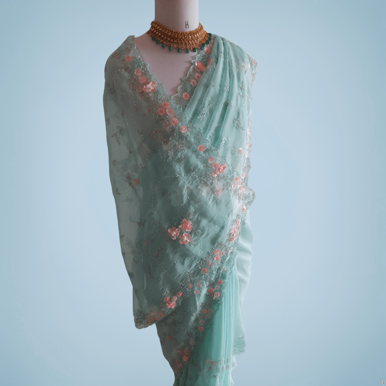 Party Wear Pure Organza Saree in pastel shades - Kalyanam By Swati