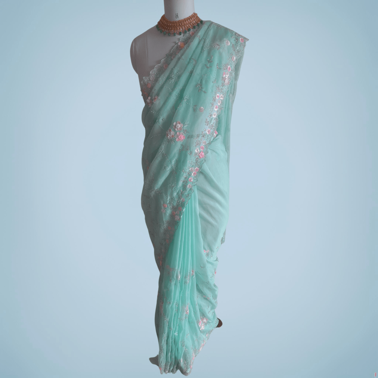 Party Wear Pure Organza Saree in pastel shades - Kalyanam By Swati
