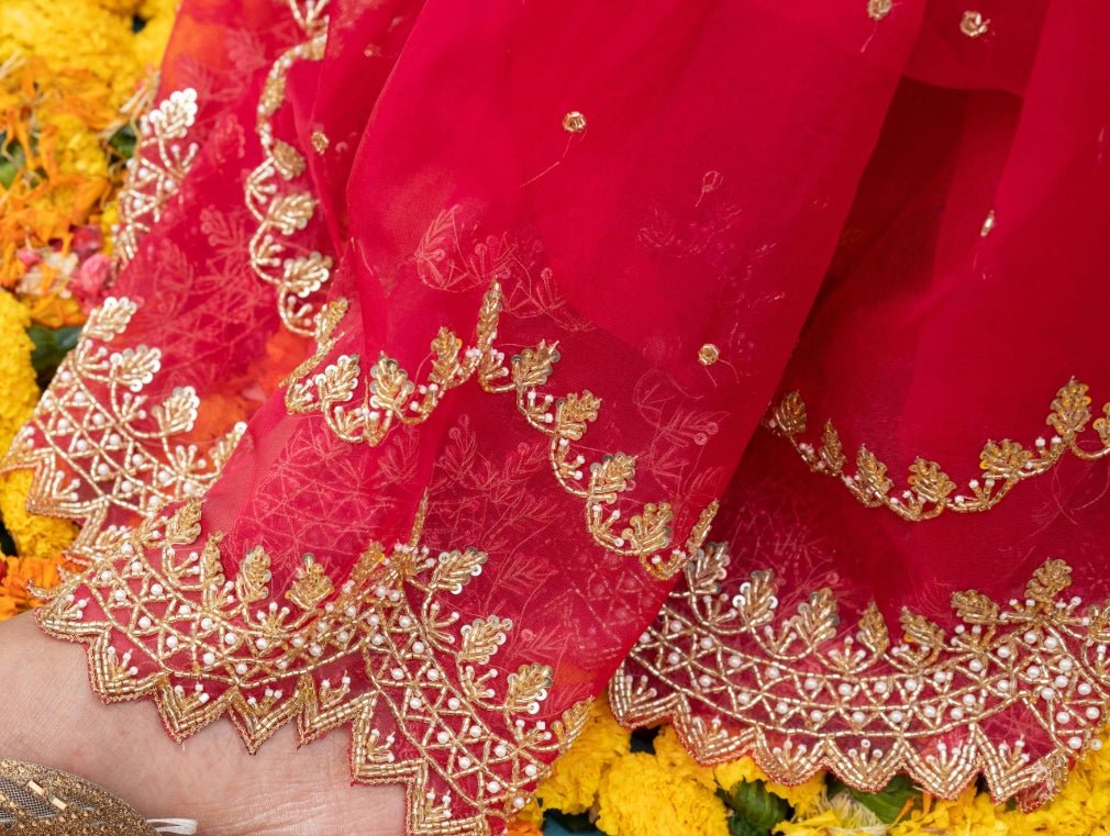 Pink color Pure Organza Saree in heavy handwork - Kalyanam By Swati