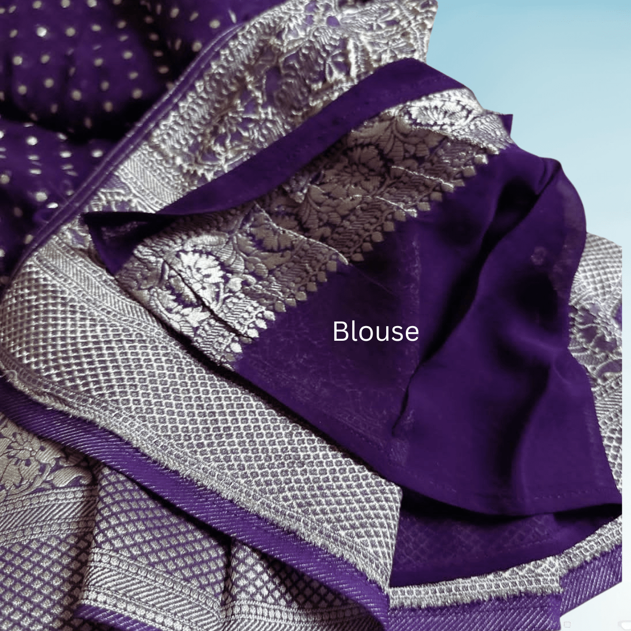 Pure Banarasi Georgette Saree in silver zari weaving - Kalyanam By Swati