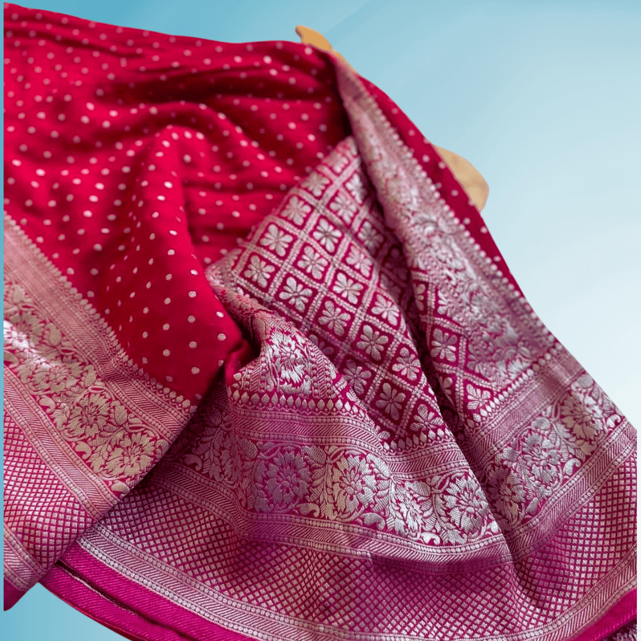 Pure Banarasi Georgette Saree in silver zari weaving - Kalyanam By Swati