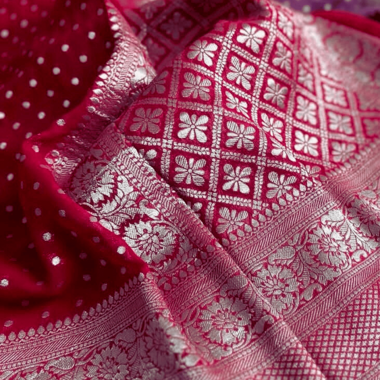 Pure Banarasi Georgette Saree in silver zari weaving - Kalyanam By Swati