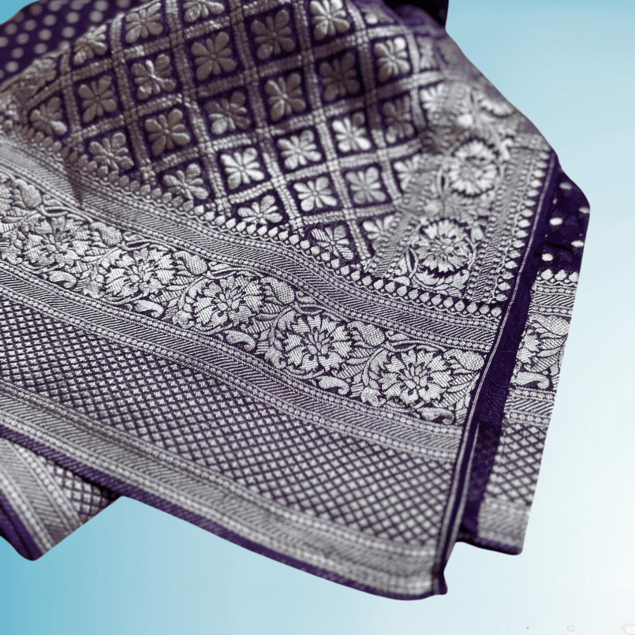 Pure Banarasi Georgette Saree in silver zari weaving - Kalyanam By Swati