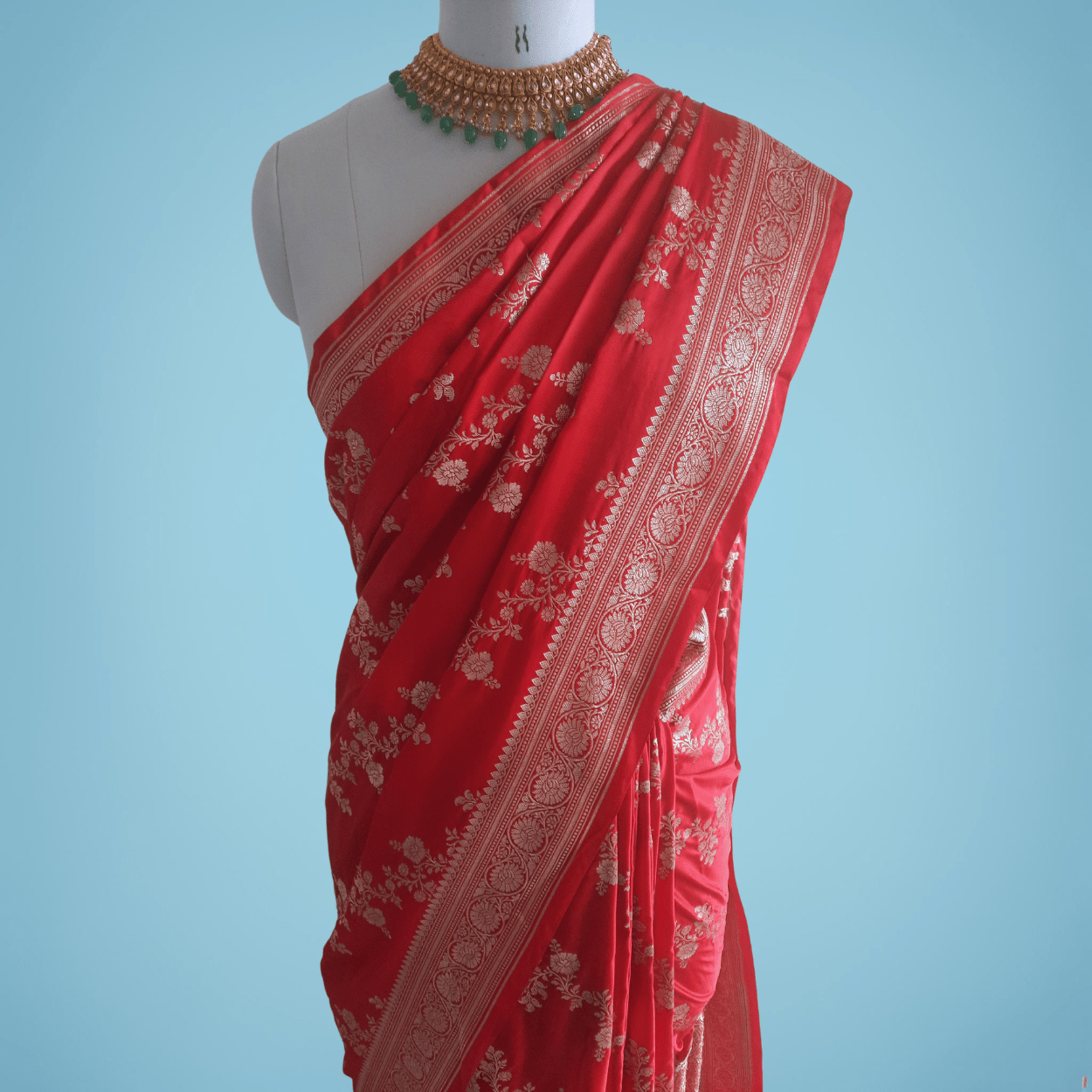 Pure Banarasi Mashru Satin Silk Saree in Red Color - Kalyanam By Swati