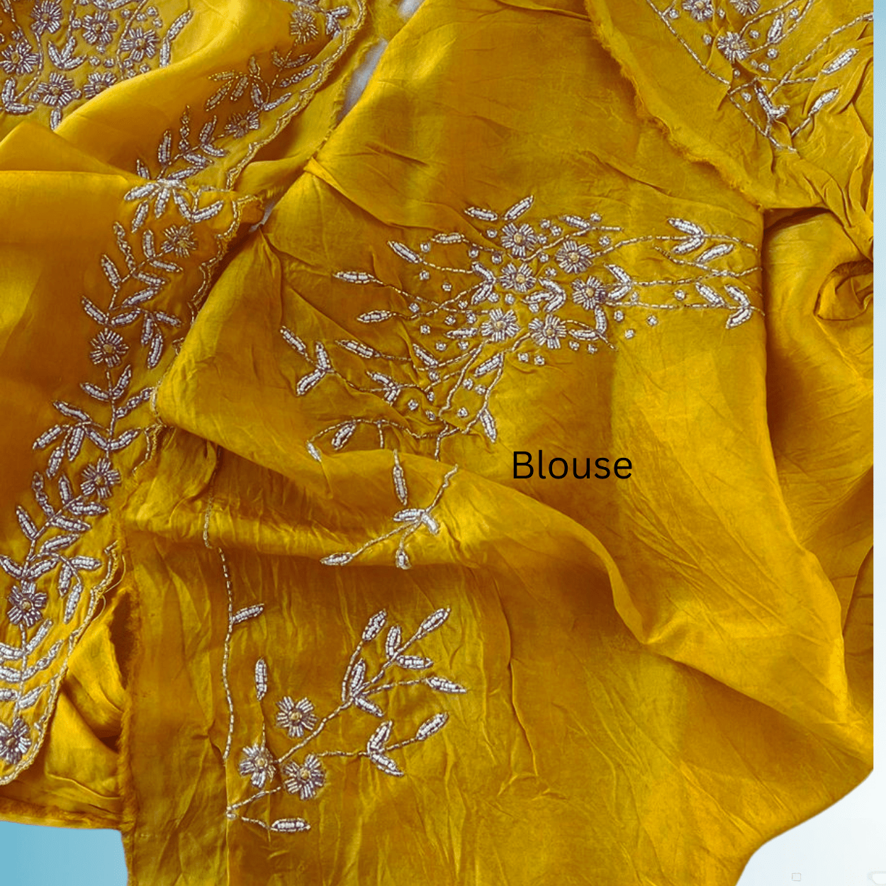 Pure banarasi munga silk saree in all over cutdana and pearls handwork - Kalyanam By Swati