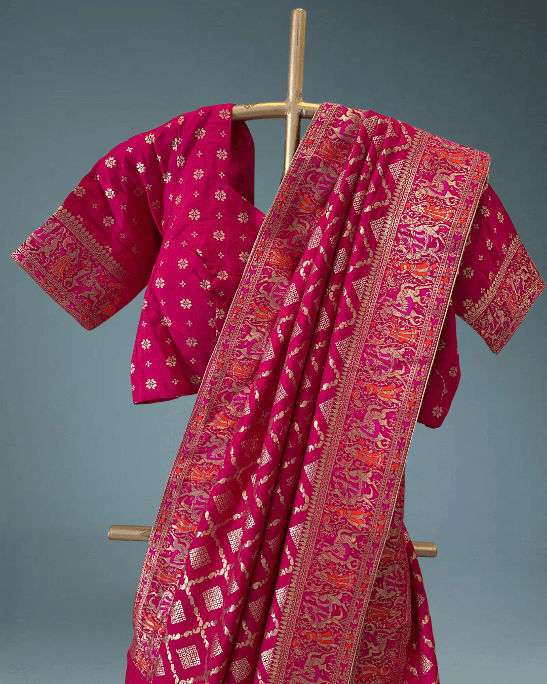 Pure Banarasi Silk gharchola saree in wedding baraat borders - Kalyanam By Swati