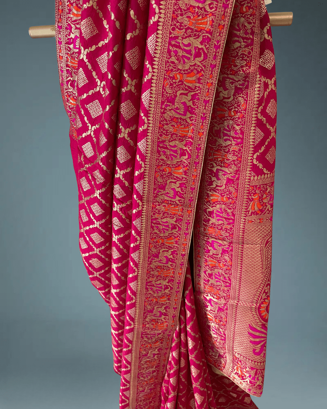 Pure Banarasi Silk gharchola saree in wedding baraat borders - Kalyanam By Swati