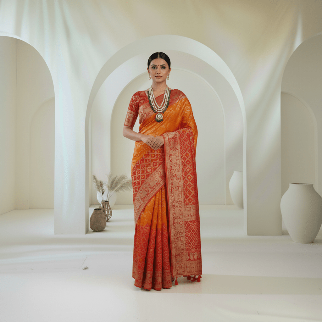 Pure Banarasi Silk Saree in Bandhani Weaving - Kalyanam By Swati