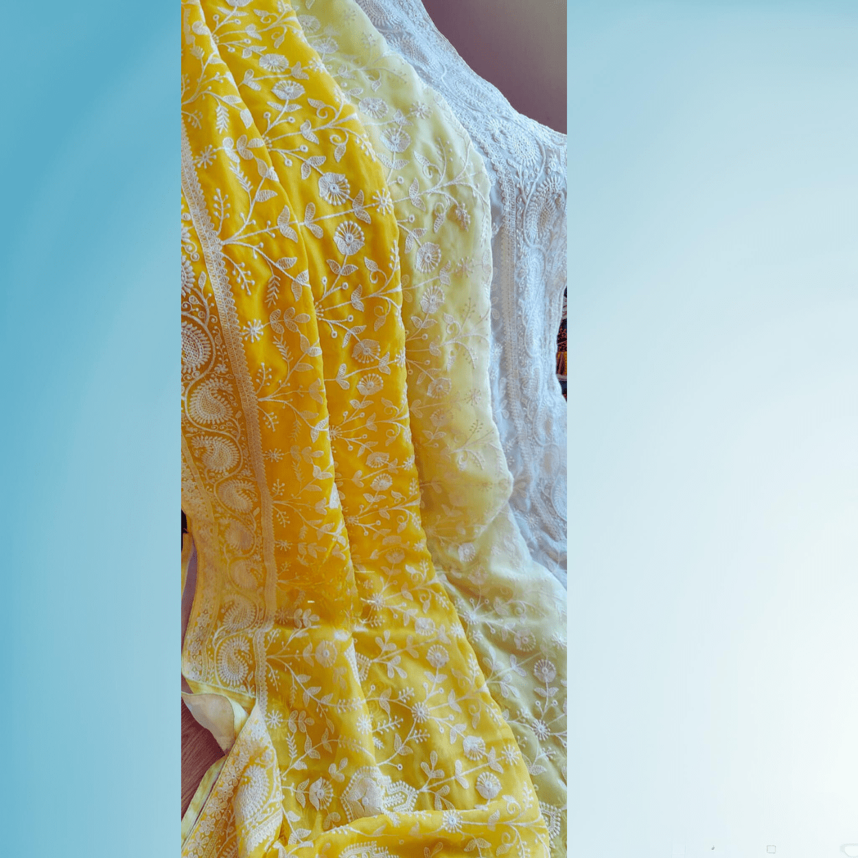 Pure Georgette Chikankari Saree in ombre shades - Kalyanam By Swati