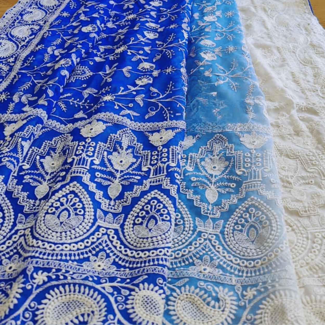 Pure Georgette Chikankari Saree in ombre shades - Kalyanam By Swati