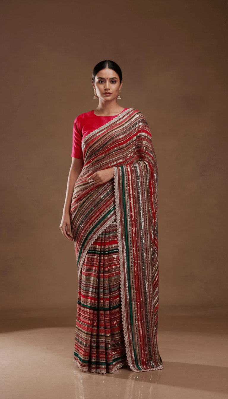 Pure georgette multicolor printed designer saree - Kalyanam By Swati