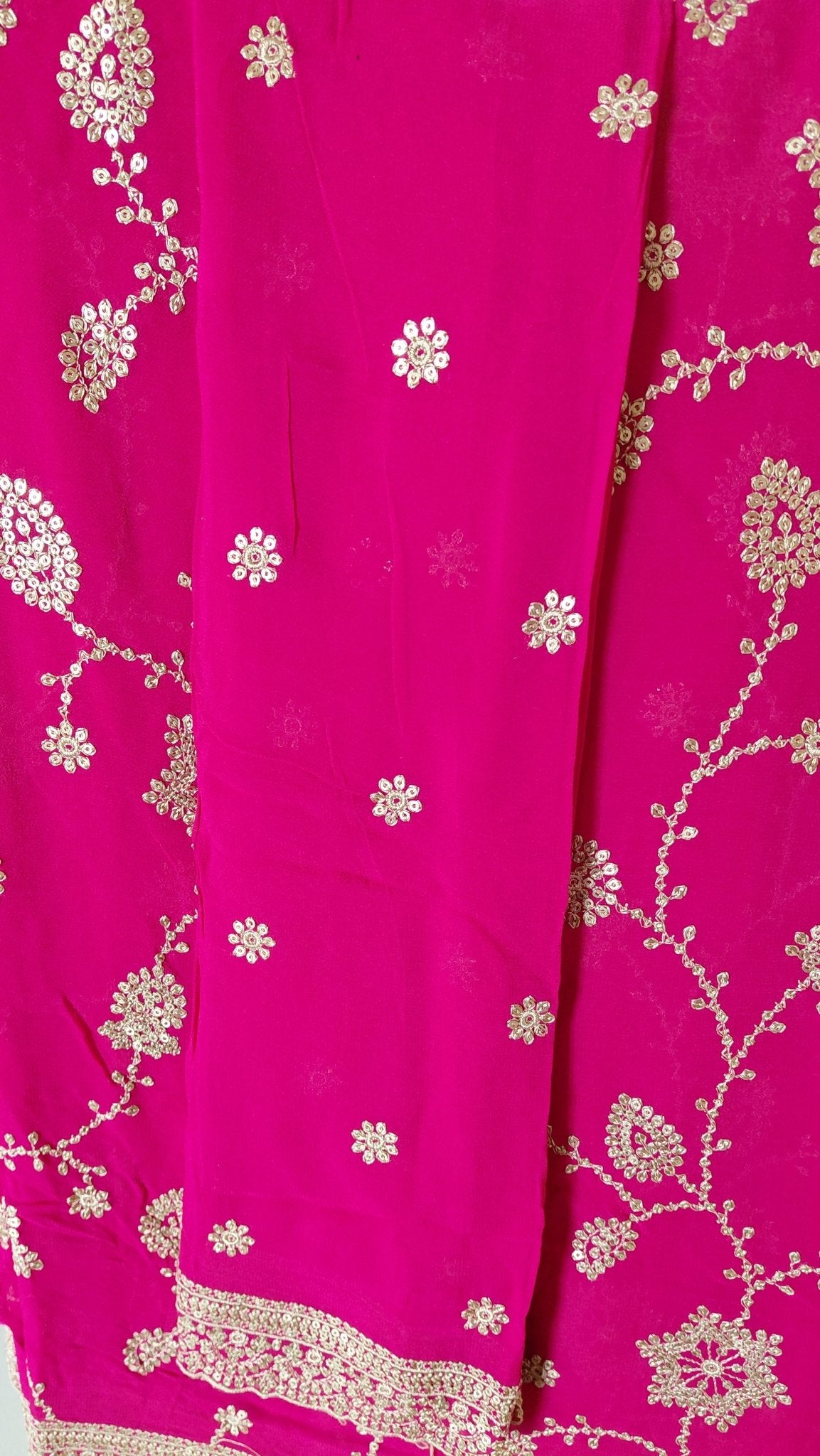 Pure Georgette Saree in hand dabka jaal embroidery - Kalyanam By Swati