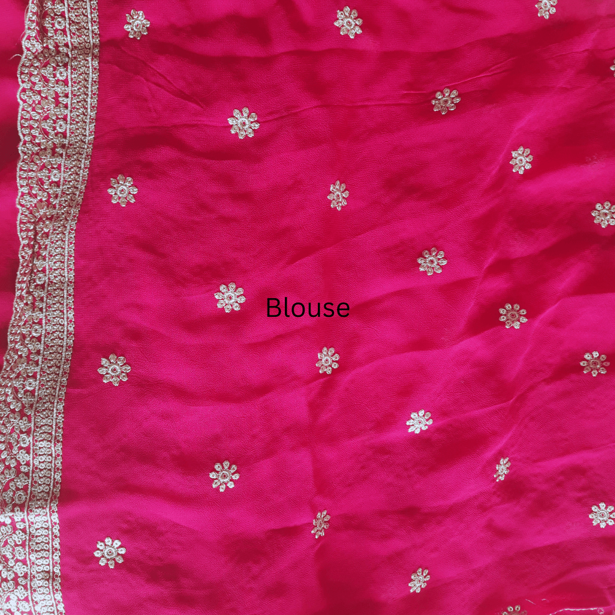 Pure Georgette Saree in hand dabka weaving all over saree in hot pink color - Kalyanam By Swati