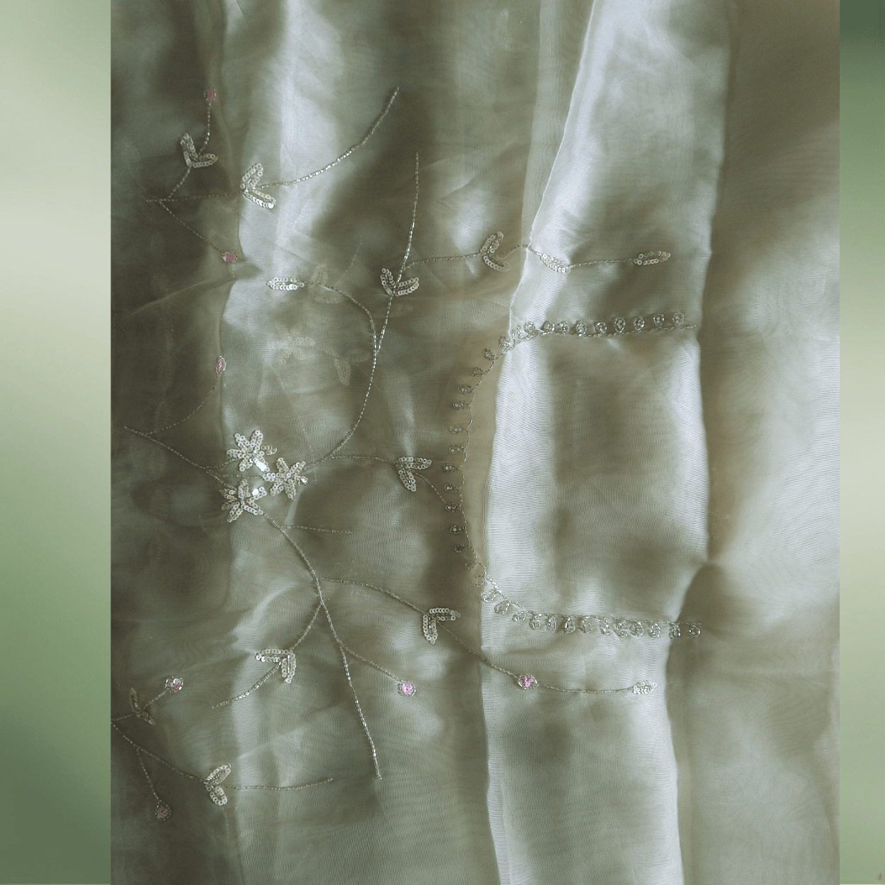 Pure Organza Net Saree in all over cutdana and multicolour stones handwork - Kalyanam By Swati