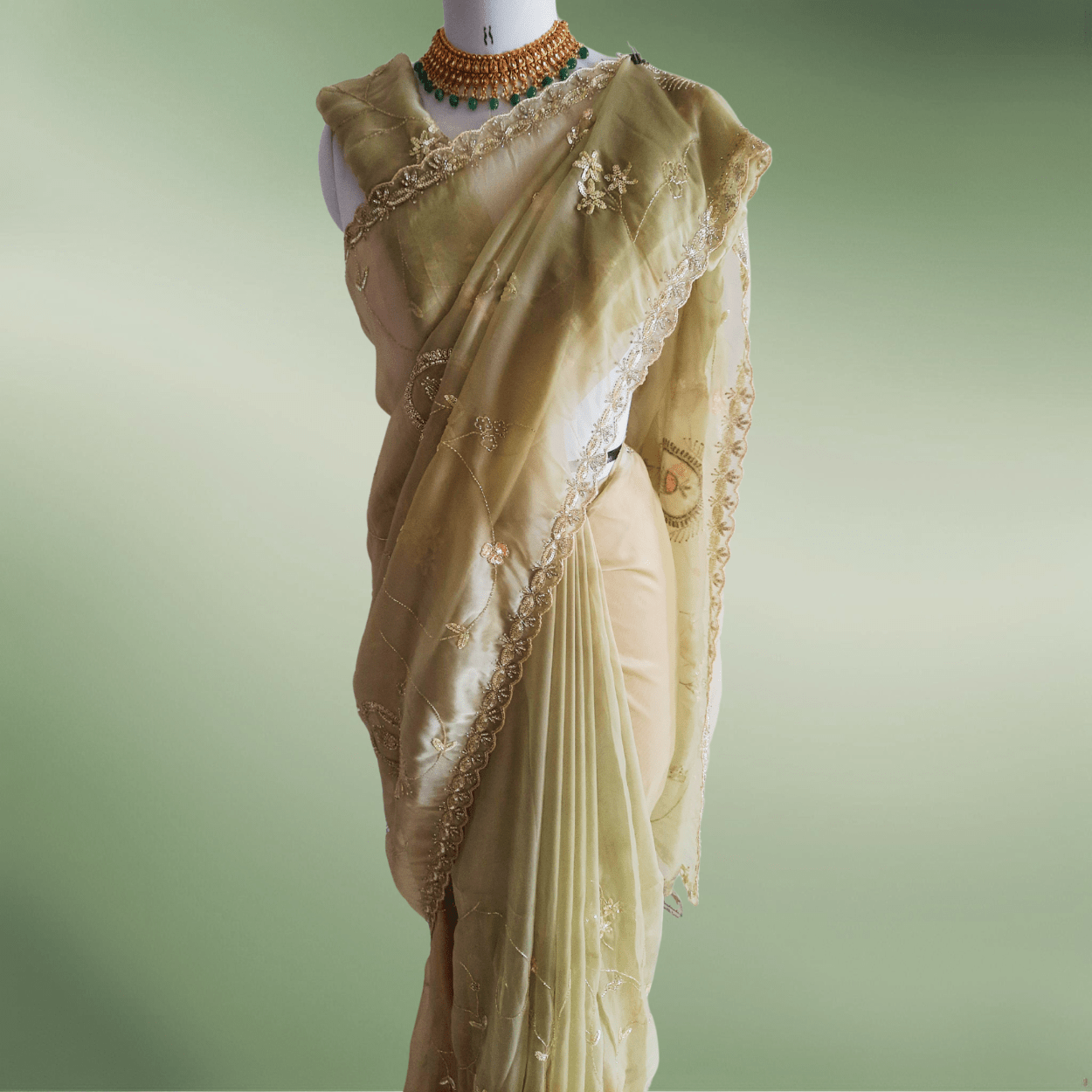 Pure Organza Net Saree in all over cutdana and multicolour stones handwork - Kalyanam By Swati