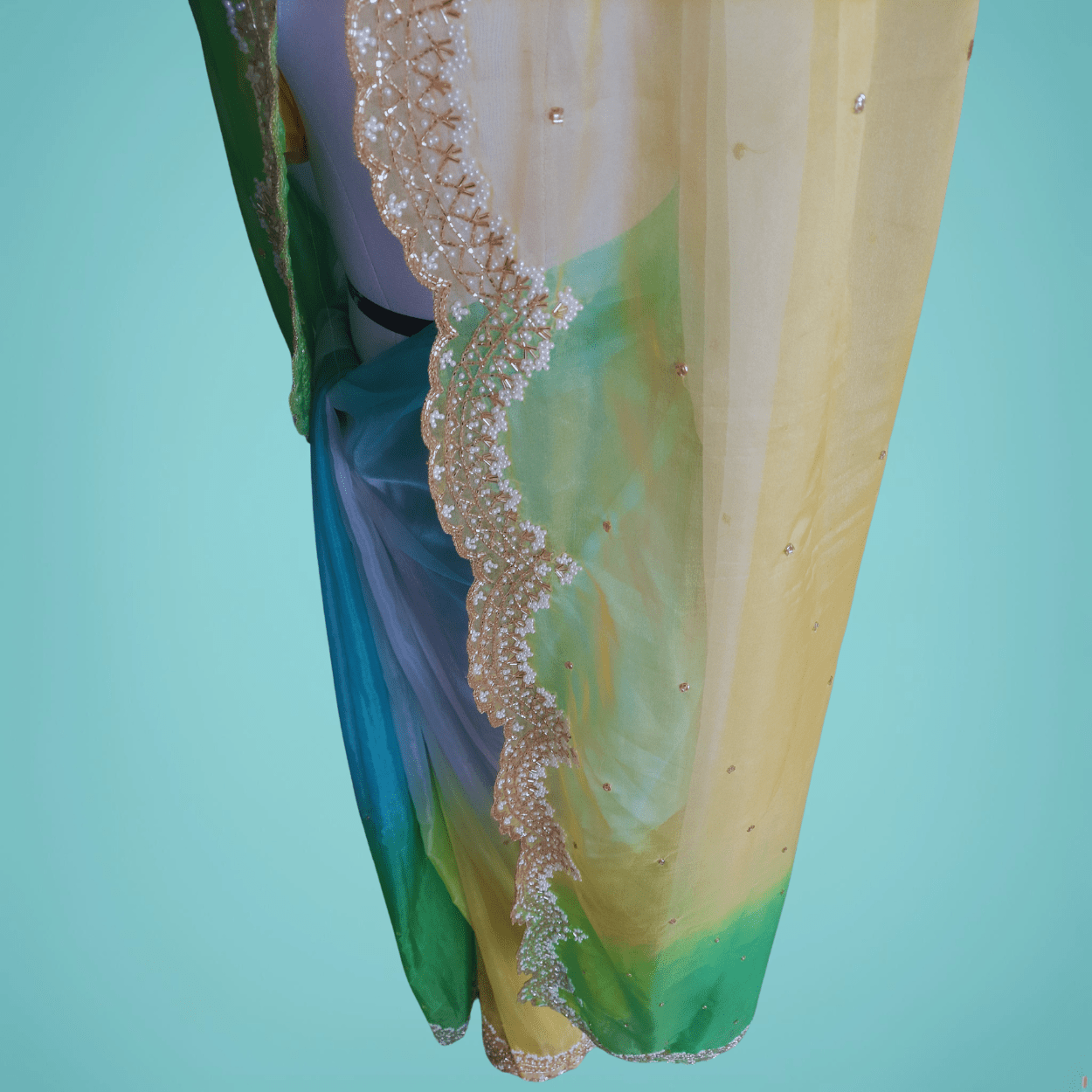 Pure Organza Saree in heavy cut dana and pearl handwork - Kalyanam By Swati