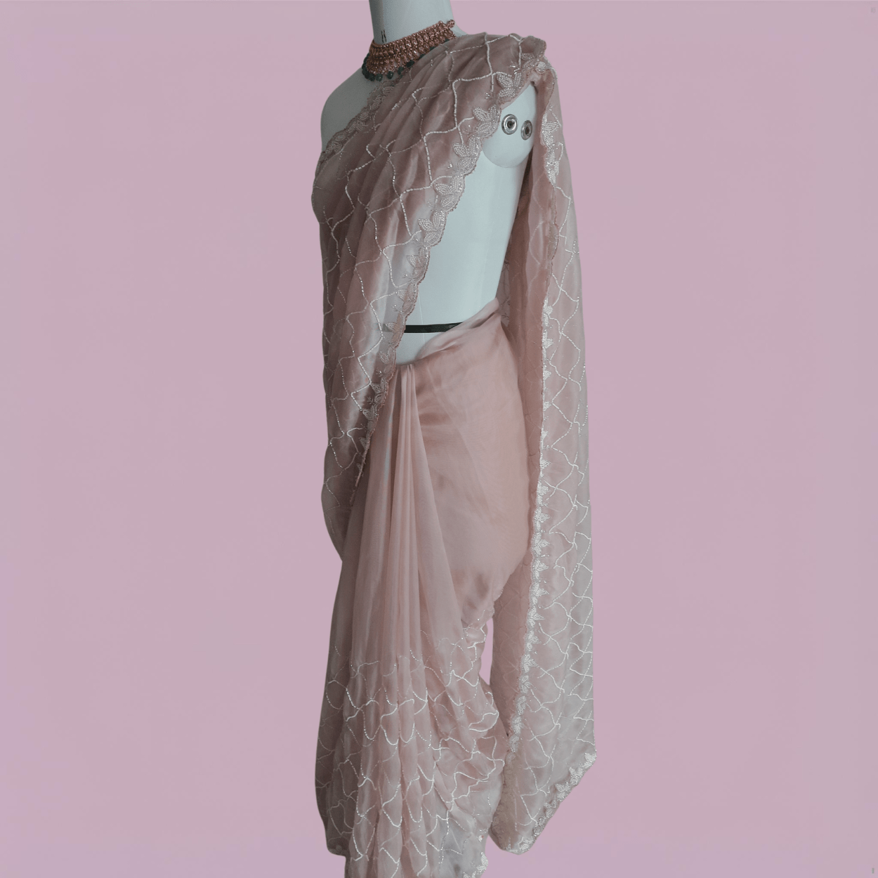 Pure Organza Saree in heavy cutdana and pearls Jaal handwork - Kalyanam By Swati