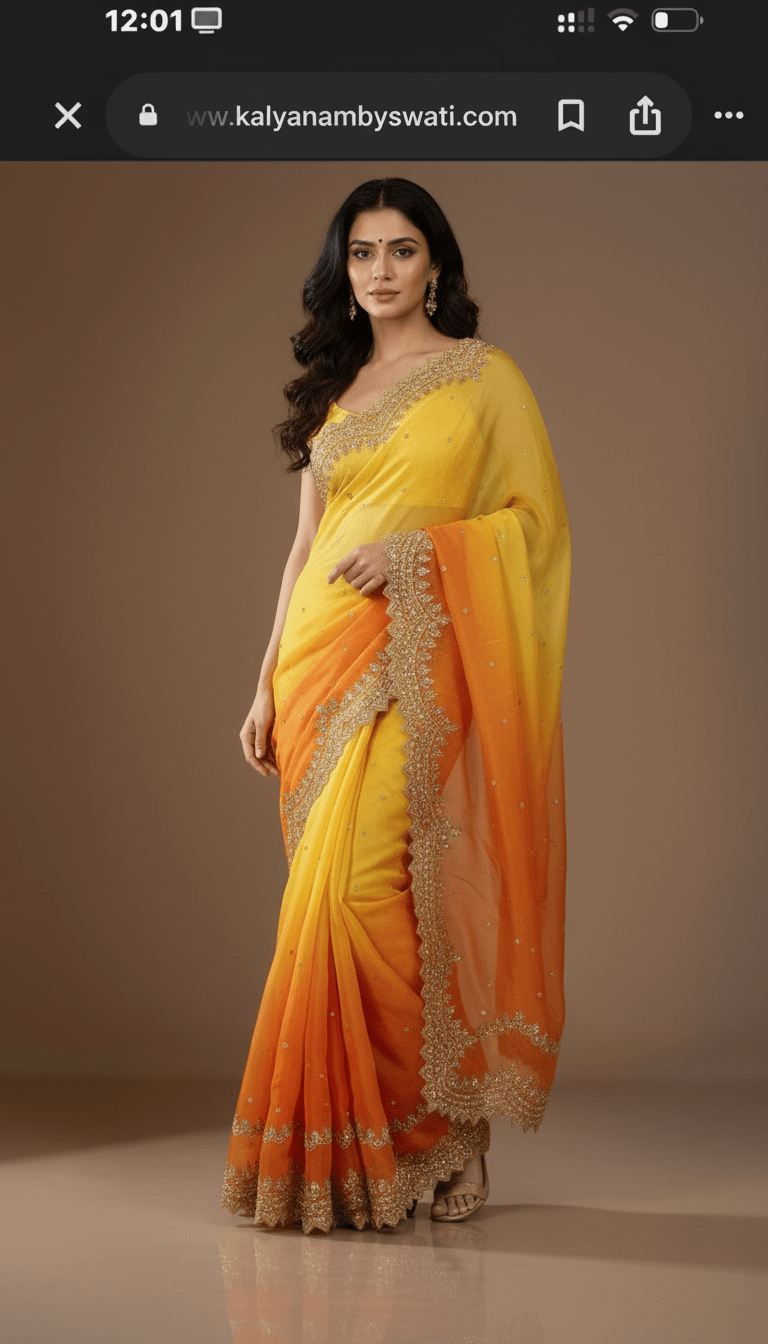 Pure Organza Saree in heavy zardozi handwork in ombré shades (Not viscose organza) - Kalyanam By Swati