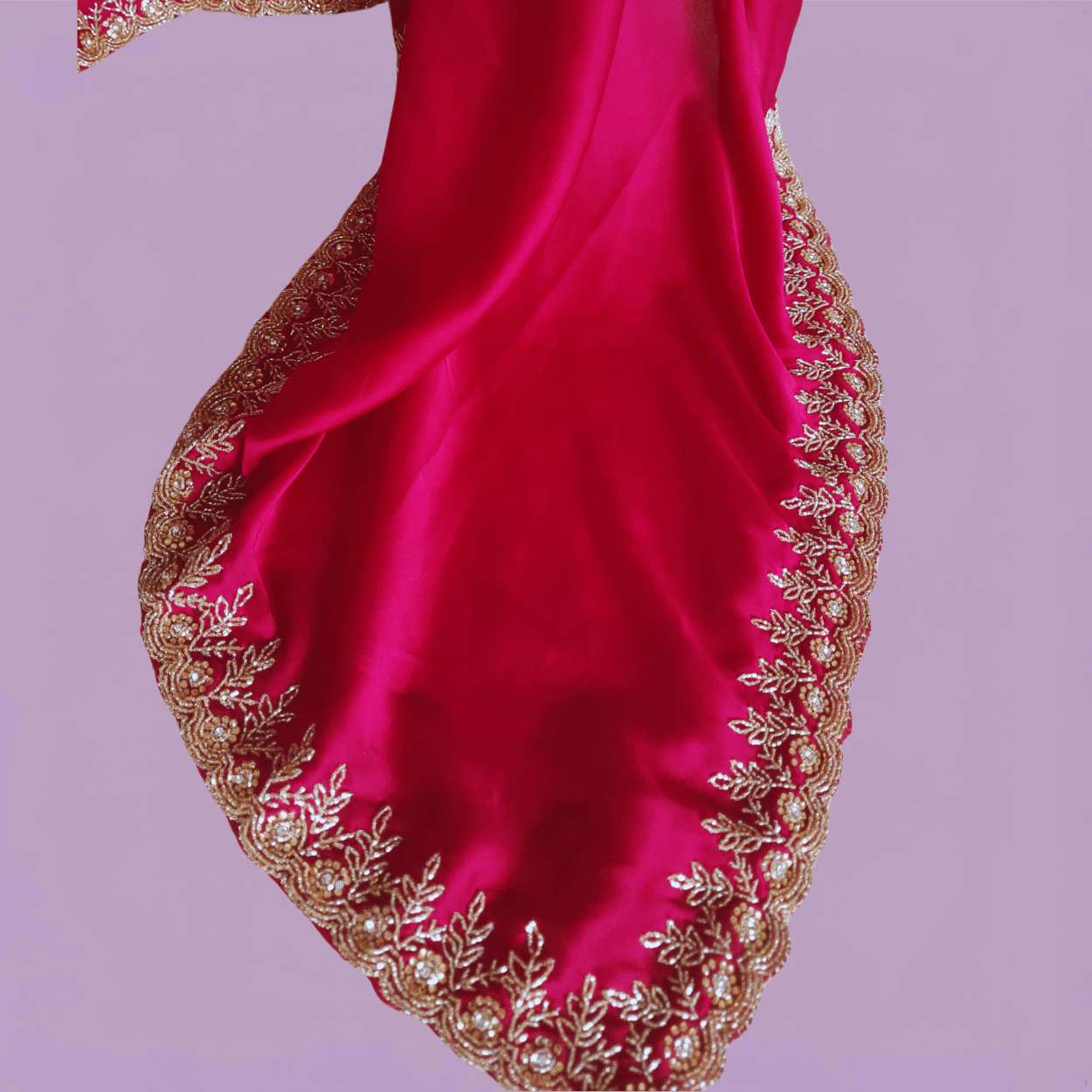 Pure Satin Crepe silk saree in Hot Pink - Kalyanam By Swati