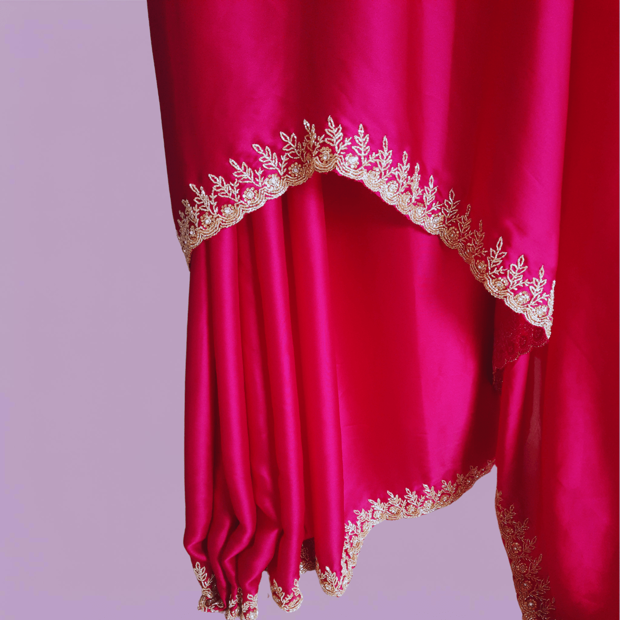 Pure Satin Crepe silk saree in Hot Pink - Kalyanam By Swati