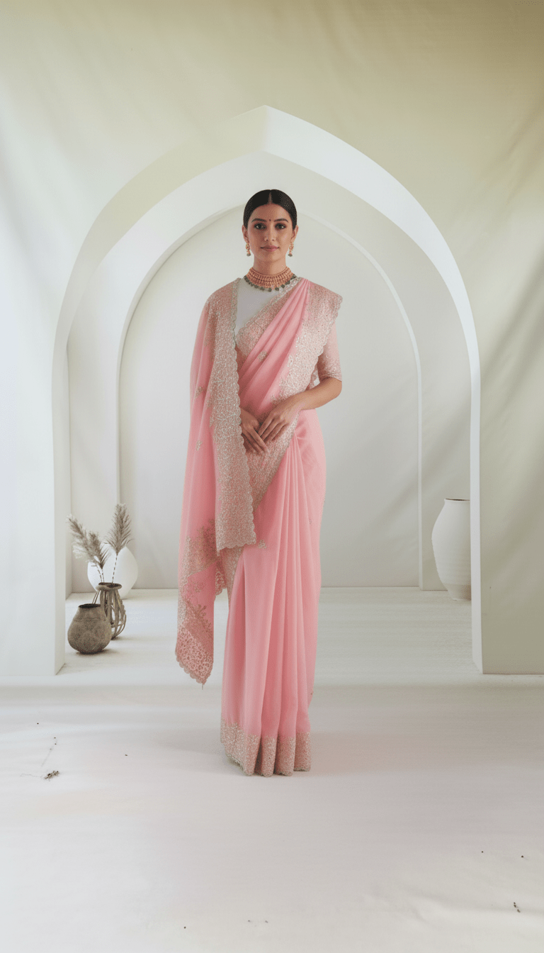 Pure Satin Organza Saree in hand gotapatti work - Kalyanam By Swati
