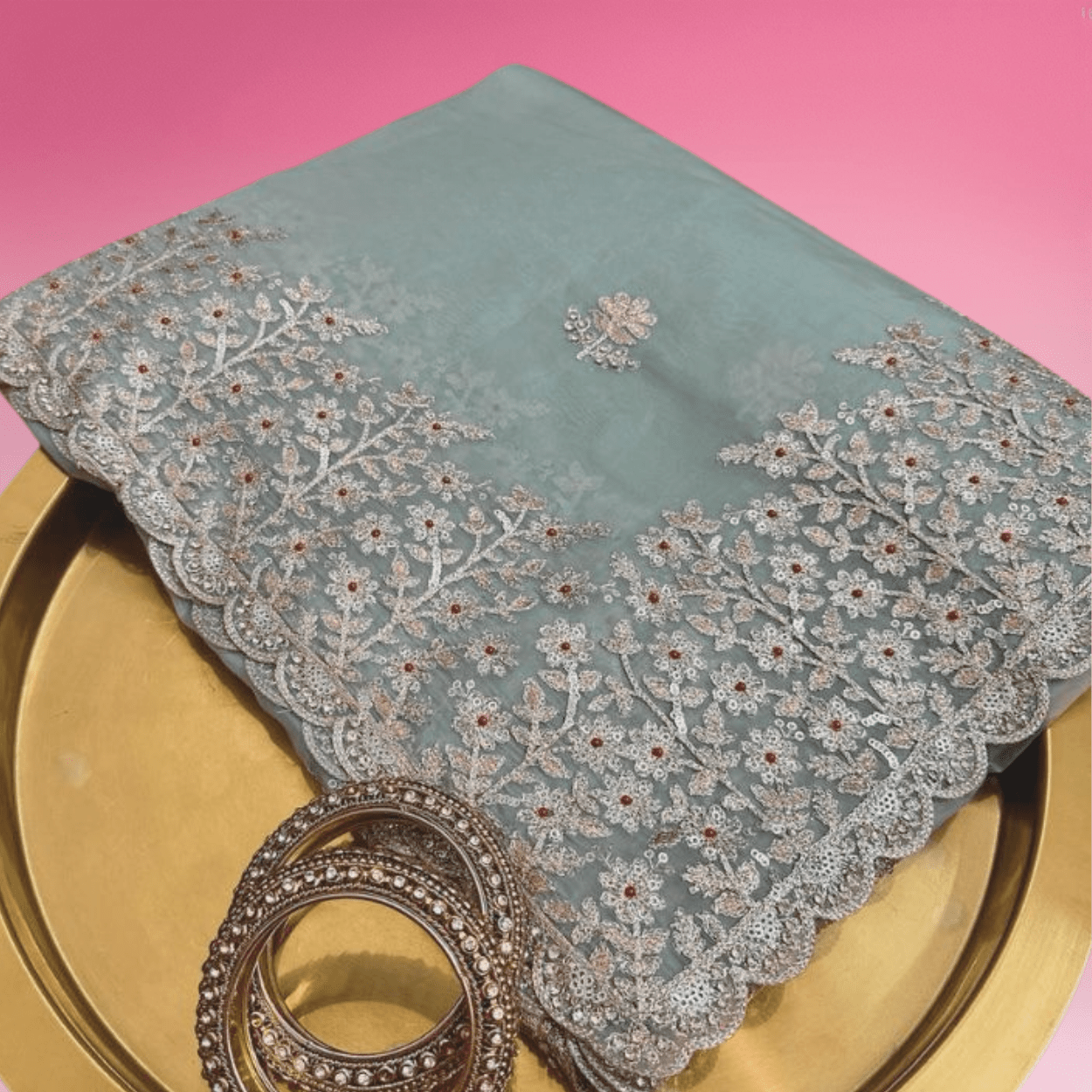 Pure Satin Organza Saree in hand gotapatti work - Kalyanam By Swati