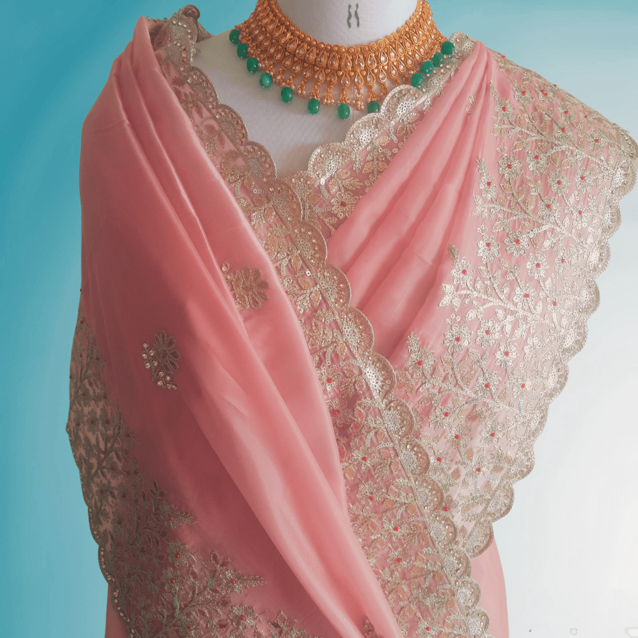 Pure Satin Organza Saree in hand gotapatti work - Kalyanam By Swati