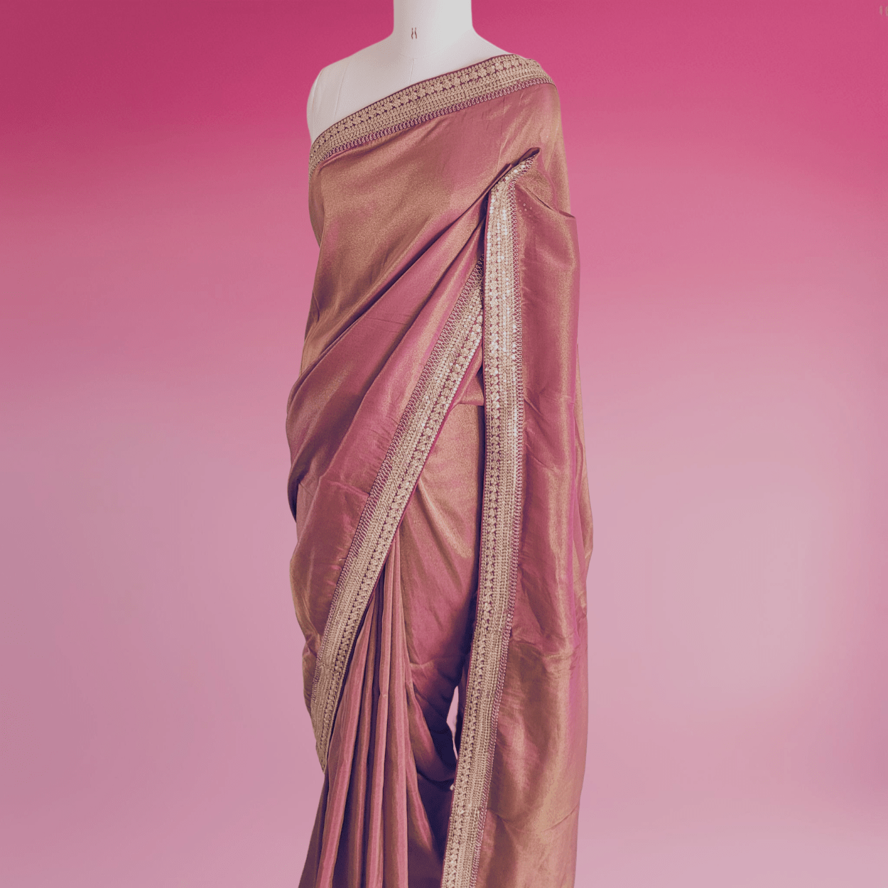 Purple Tissue Silk saree in Handmade Borders - Kalyanam By Swati