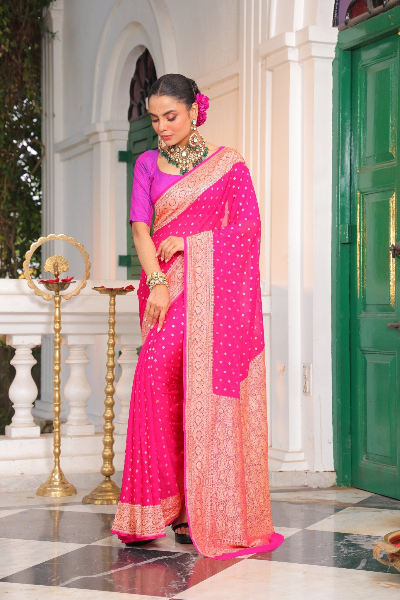 Silkmark Certified Pure Banarasi Khaddi Georgette Saree - Kalyanam By Swati