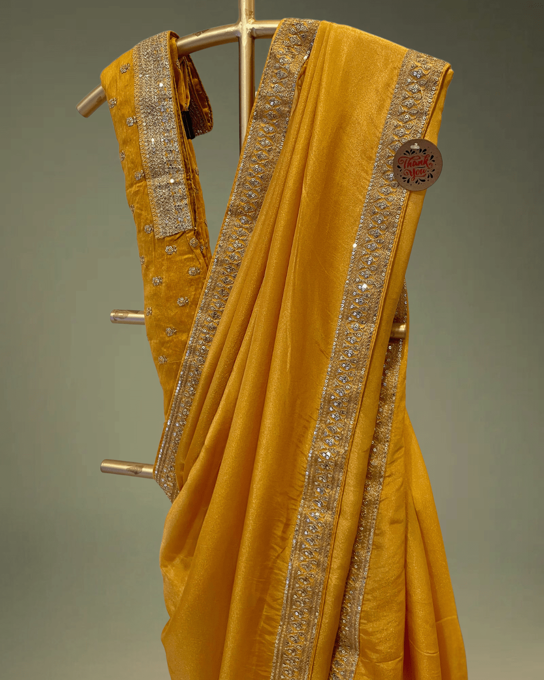 Yellow Tissue Silk saree in Handmade Sabyasachi Inspired Lace Borders - Kalyanam By Swati