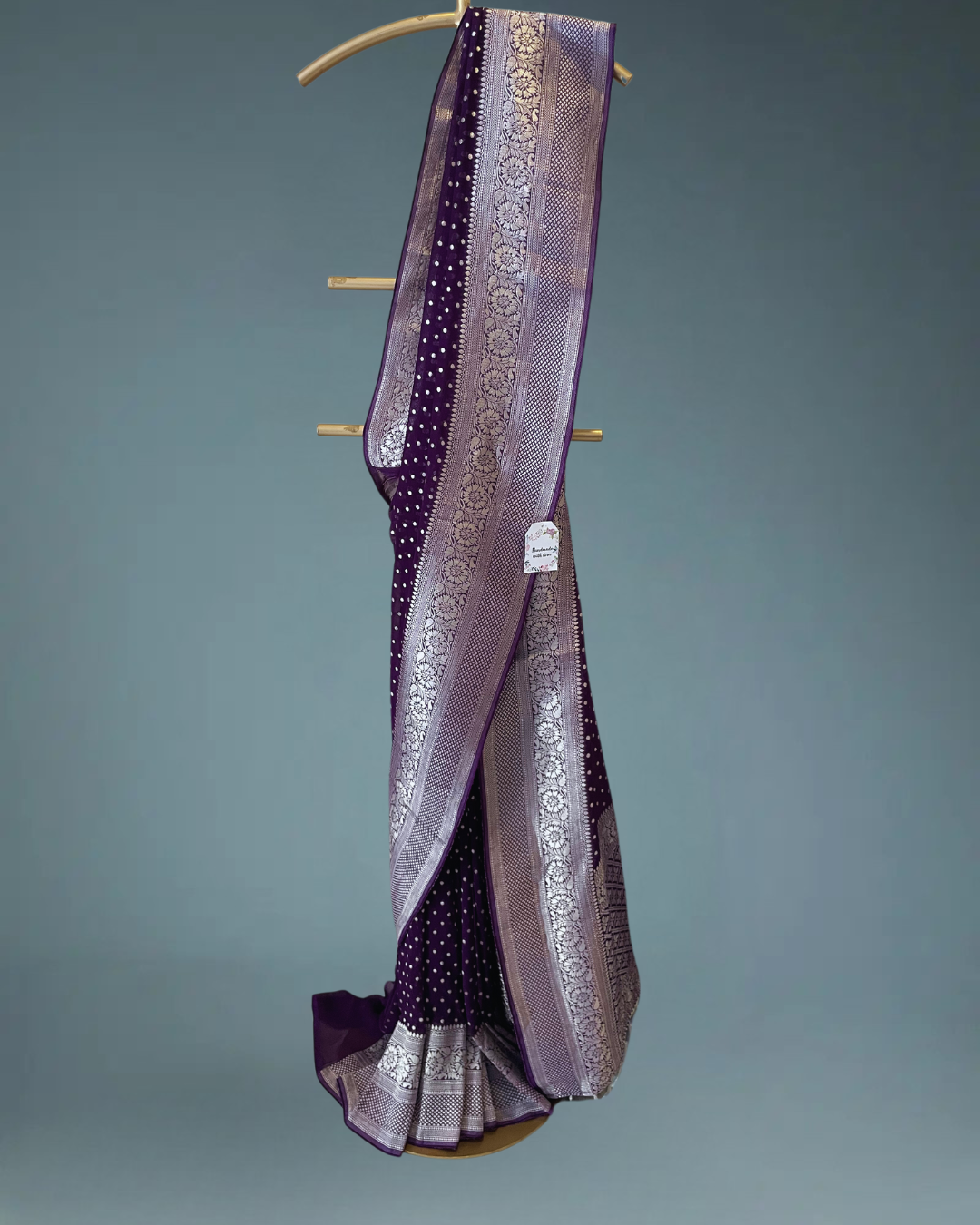 Pure Banarasi Georgette Saree in silver zari weaving